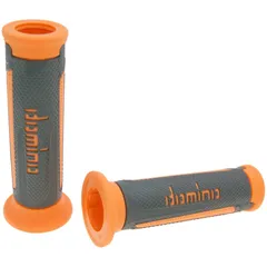handlebar grip set Domino A350 on-road anthracite grey / orange open end grips 37160