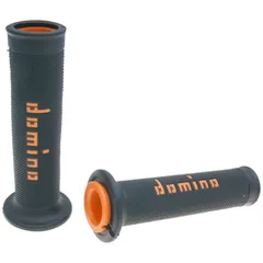 Griffgummis Griffe Satz Domino A010 On-Road schwarz / orange mit offenen Enden 37189