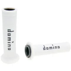handlebar grip set Domino A010 on-road white / black open end grips 37191