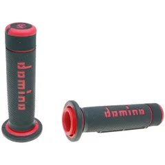 handlebar grip set Domino A180 ATV thumb throttle 22/22mm black-red 37197