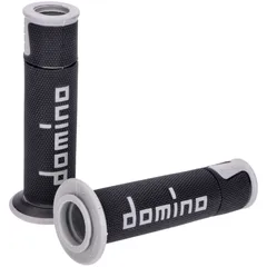 handlebar grip set Domino A450 on-road racing black / grey open end grips 39779