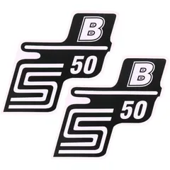 Emblem Logo Schriftzug S50 B Folie / Aufkleber weiß 2 Stück für Simson S50 41961