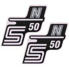 Emblem Logo Schriftzug S50 N Folie / Aufkleber silber 2 Stück für Simson S50 41969