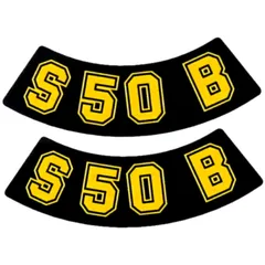 Emblem Logo Schriftzug S50 B Folie / Aufkleber schwarz-gelb 2 Stück für Simson S50 41971