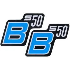 Emblem Logo Schriftzug S50 B Folie / Aufkleber schwarz-hellblau 2 Stück für Simson S50 41972