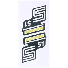 Emblem Logo Schriftzug Aufkleber Set S51 Elektronik Folie / Aufkleber gelb für Simson S51 41981