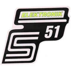 Emblem Logo Schriftzug S51 Elektronik Folie / Aufkleber neongelb für Simson S51 41982