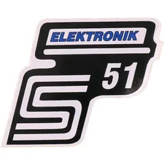 Emblem Logo Schriftzug S51 Elektronik Folie / Aufkleber blau für Simson S51 41983