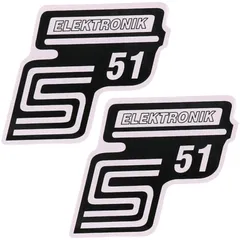Emblem Logo Schriftzug S51 Elektronik Folie / Aufkleber weiß 2 Stück für Simson S51 41984