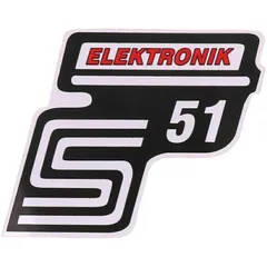Emblem Logo Schriftzug S51 Elektronik Folie / Aufkleber rot für Simson S51 41985