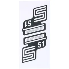 Emblem Logo Schriftzug Set S51 Elektronik Folie / Aufkleber silber für Simson S51 41986