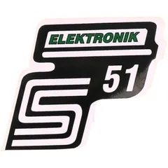 Emblem Logo Schriftzug S51 Elektronik Folie / Aufkleber grün für Simson S51 41987