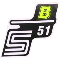 Emblem Logo Schriftzug S51 B Folie / Aufkleber neongelb für Simson S51 41998