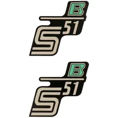 Emblem Logo Schriftzug S51 B Folie / Aufkleber schwarz-hellgrün 2 Stück für Simson S51 42002