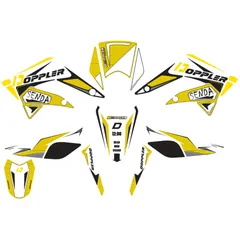 Aufkleber Dekor / Sticker Kit Doppler weiß-schwarz-gelb für Derbi Senda 2011-2017 42768