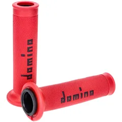 handlebar grip set Domino A010 On-Road red / black with open ends 44597