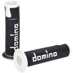 handlebar grip set Domino A450 on-road racing black / white open end grips 48747