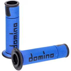 handlebar grip set Domino A450 on-road racing blue / black with open ends 48752