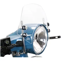 Flyscreen with chromed brackets -MOTO NOSTRA, w=340mm, h=105mm- Vespa PX80, PX125, PX150, PX200, LML 125/150 Star/Stella - colou