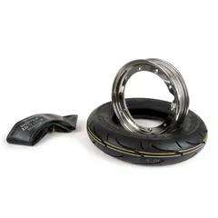 Reifen komplett Set BGM Sport, Vespa 3.50 10 Zoll TT 59S (reinforced) Felge 2.10-10 Edelstahl poliert 51092