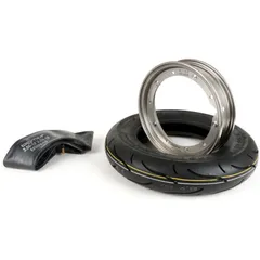 Reifen komplett Set BGM Sport, Vespa 3.50 10 Zoll TT 59S (reinforced) Felge 2.10-10 Edelstahl 51230