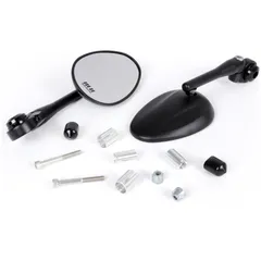 Pair of mirrors -MOTO NOSTRA 1405, aluminium CNC, oval, handlebar ends- matt black 51686