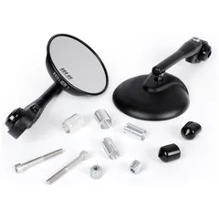 Pair of mirrors -MOTO NOSTRA 1406, aluminium CNC, round, handlebar ends- matt black 51687