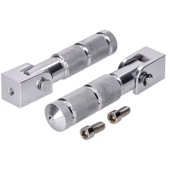 Pillion footrest set CNC silver 53835