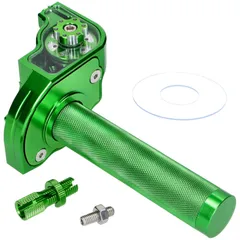 Short-stroke throttle grip green CNC for 22mm handlebars for moped, moped 54035
