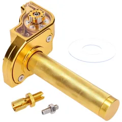 Short-stroke throttle grip yellow CNC for 22mm handlebars for moped, moped 54044
