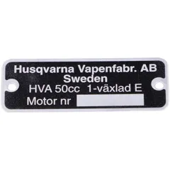 Typenschild HVA 50x18mm für Husqvarna 50ccm 1-Gang 54420