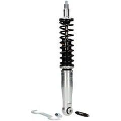 Stoßdämpfer hinten BGM PRO SC/R1 SPORT, 385mm, schwarz/silbern für Vespa Wideframe VM1, VM2, VN1, VN2, VB1, VL1, VL2, VL3, GS150