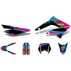 Aufkleber Dekor / Sticker Kit schwarz-pink-blau matt für Derbi Senda DRD 11-17 DK-43046