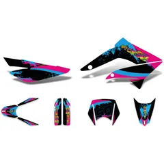 Aufkleber Dekor / Sticker Kit schwarz-pink-blau matt für Gilera RCR 11-17 DK-43052