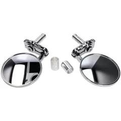handle bar end mirror set CNC chromed round IP42018