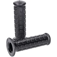 handlebar rubber grip set short, block design black for automatic moped (22, 24mm) IP44278