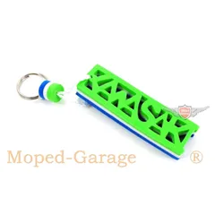 Key fob 95mm 27mm 15mm green white blue for moped mokick MG00008677