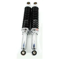 Federbein Chrom 395mm Schwarz Hydraulisch 5-fach einstellbar 10mm 12mm für Zündapp, Hercules, Kreidler, Puch Mofa, Moped Mokick