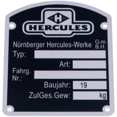 Frame type plate MOGA aluminum 46x57mm for Hercules K 50, M, SB, Sport MG00083100