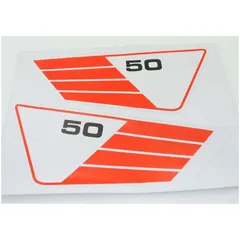 Aufkleber Satz Seitendeckel 50 rot weiß für Yamaha FS1 3E9 3E8, RD 50 MG00083266