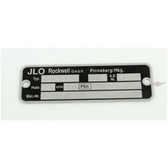 Typenschild Aluminium 56x18mm Schwarz für JLO MG00083271