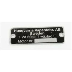 Typenschild Aluminium 50mm x 18mm für Husqvarna MG00083272