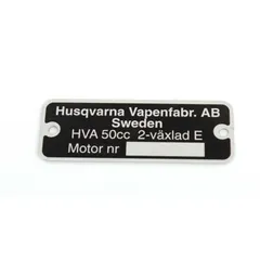 Typenschild Aluminium 50mm x 18mm für Husqvarna MG00083273