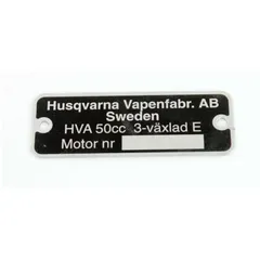 Typenschild Aluminium 50mm x 18mm Schwarz für Husqvarna MG00083274