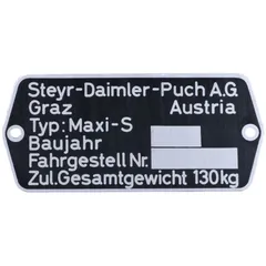 Typenschild Blanko 74x35mm für Puch Maxi S MG00083276