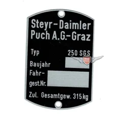 Typenschild Blanko 60x40mm für Puch, 250 SGS MG00083286