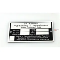 Typenschild Nachbau Maße 73 x 37 0,7mm für Simson KR51/1, KR51/2, S50, S51, S70, SR50, SR80, SR4-2, SR4-3, SR4-4 MG00083319