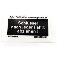 Cockpit Aufkleber Maße 40/15mm Farbe Schwarz / Weiß für Hercules, Prima, M, HR Hobby Rider, K 50, MK, KX, Ultra MG00083404