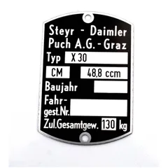 Typenschild Blanko 59x40mm für Puch, X 30 MG00083496