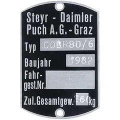 Type plate frame 60x40mm for Puch N 50 MG00083503